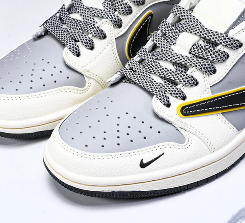 Travis Scott x Xiaomi x AJ 1 Low SP OG Light Grey Black Yellow Shoes Sneakers