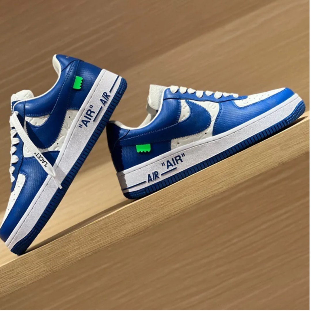 LV x Air Force 1 Virgil Abloh White Blue Shoes Sneakers
