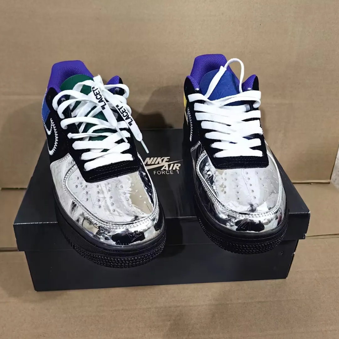 LV x Air Force 1 Low ‘Virgil Abloh Purple Metallic Silver’ Shoes Sneakers