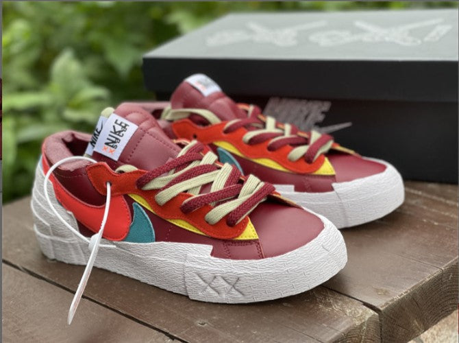Sacai x KAWS x Blazer Low Team Red Shoes Sneakers