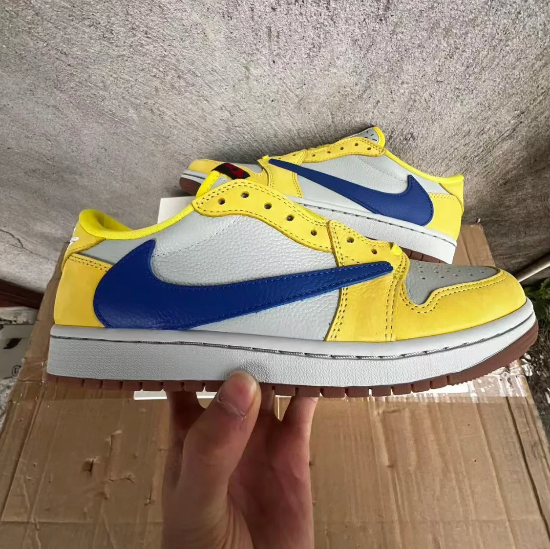 Travis Scott x Air Jordan 1 Retro Low Canary Shoes Sneakers