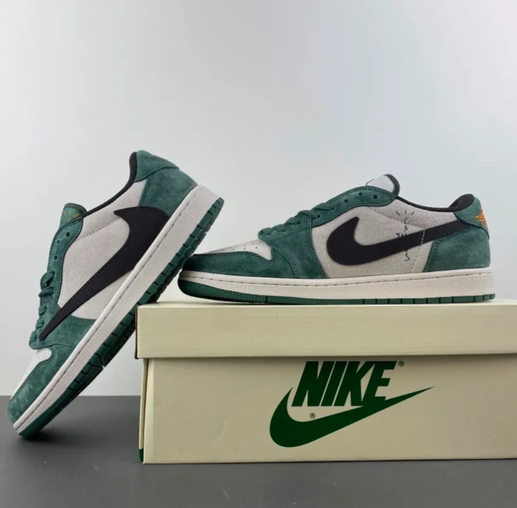 Travis Scott x Air Jordan 1 Low OG SP Green Velvet Shoes Sneakers