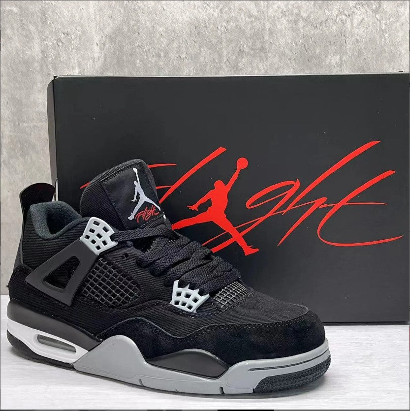 Air Jordan 4 Retro Black Canvas Shoes Sneakers