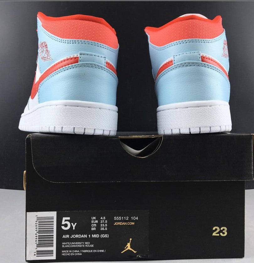 Air Jordan 1 Mid White Topaz Mist (GS) Shoes Sneakers