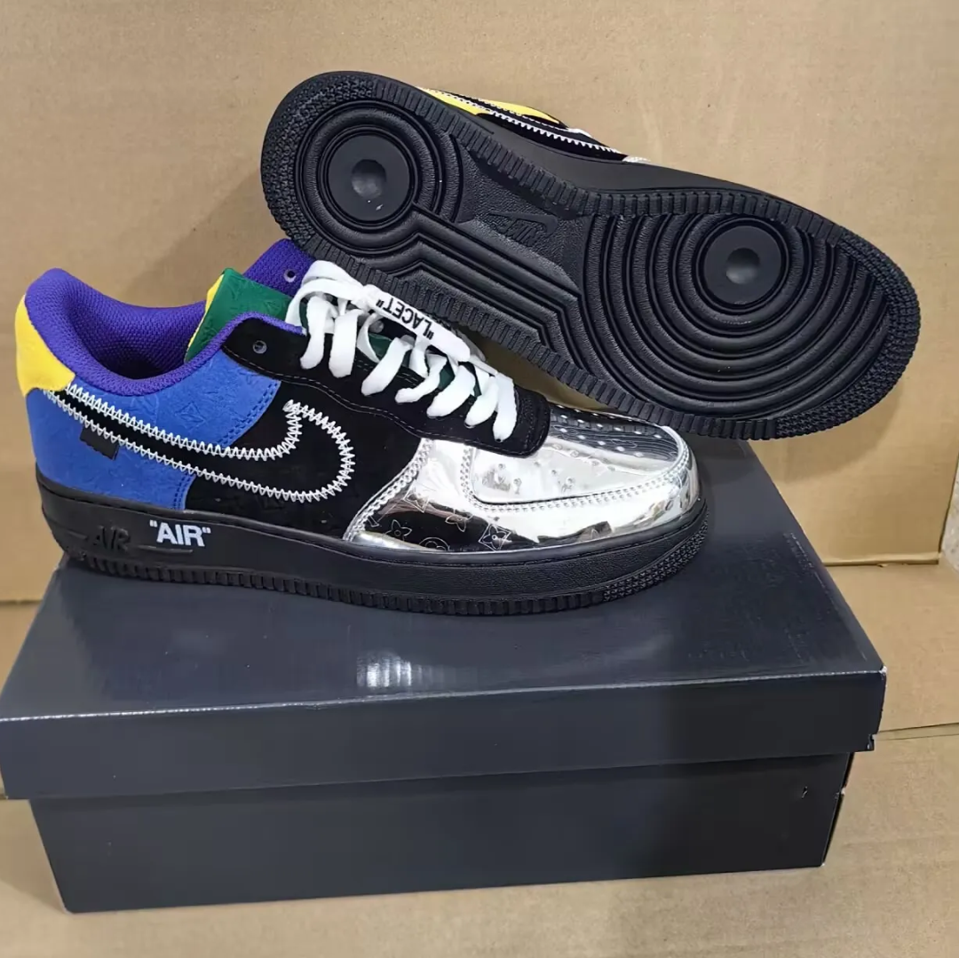 LV x Air Force 1 Low ‘Virgil Abloh Purple Metallic Silver’ Shoes Sneakers