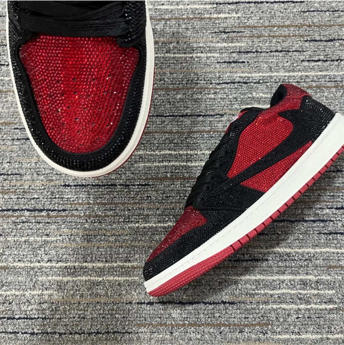 Air Jordan 1 Low Bred Crystal Sneakers