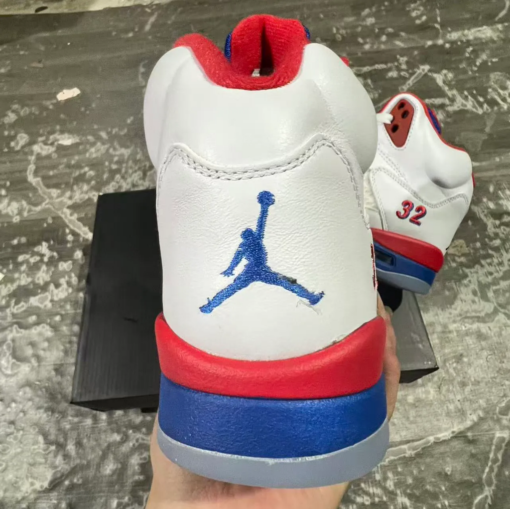 Air Jordan 5 White Blue Red Shoes Sneaker