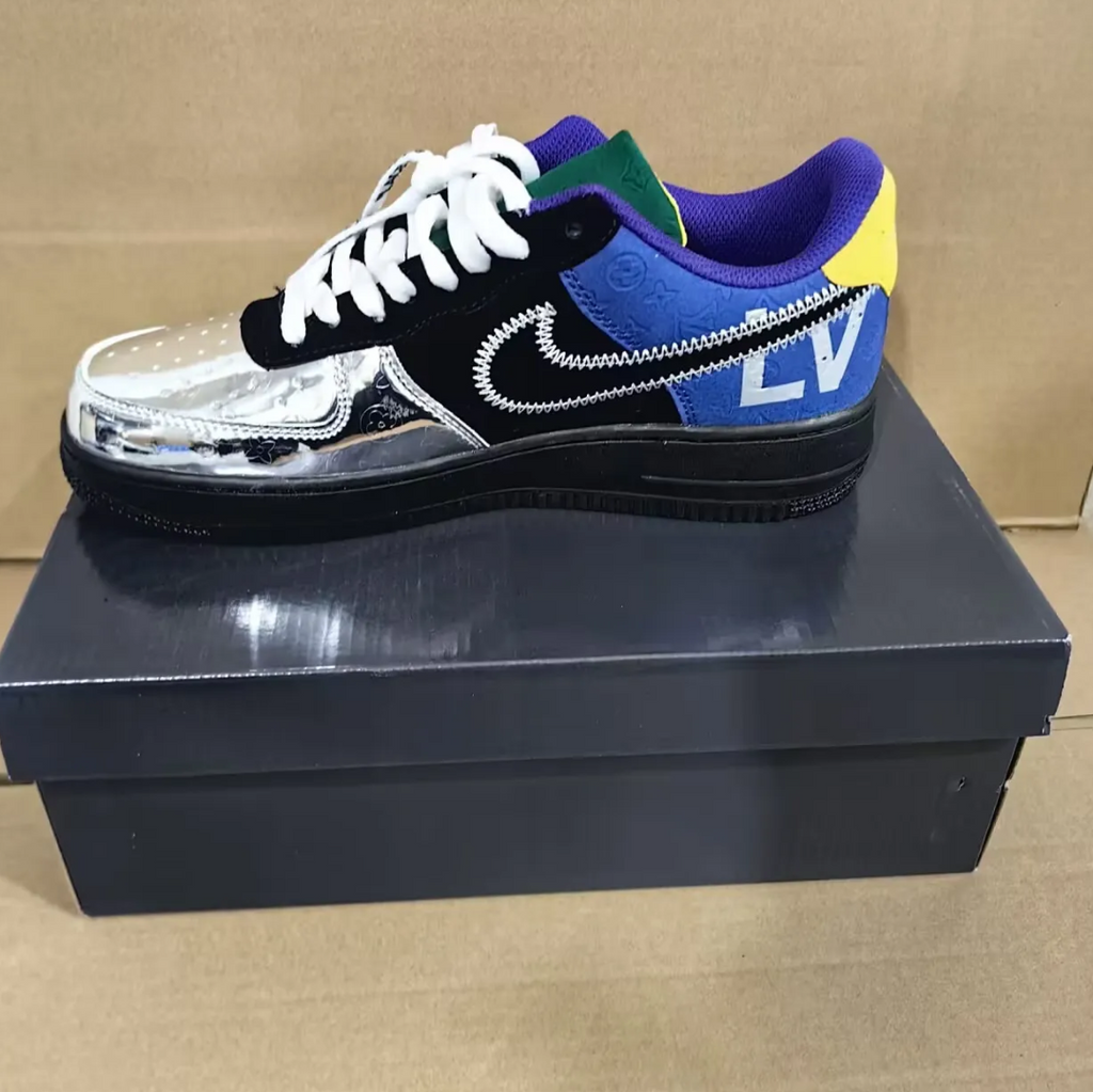 LV x Air Force 1 Low ‘Virgil Abloh Purple Metallic Silver’ Shoes Sneakers