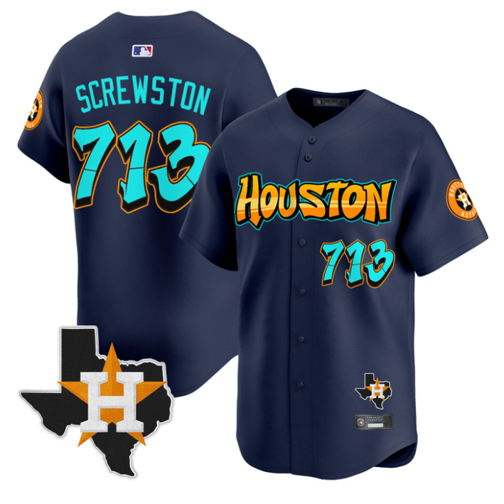 Screwston Jersey #713 Houston Astros Graffiti H-Town Edition Stitched Navy