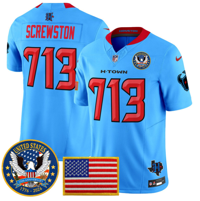Screwston Jersey #713 United States 250th Anniversary Patch Stitched