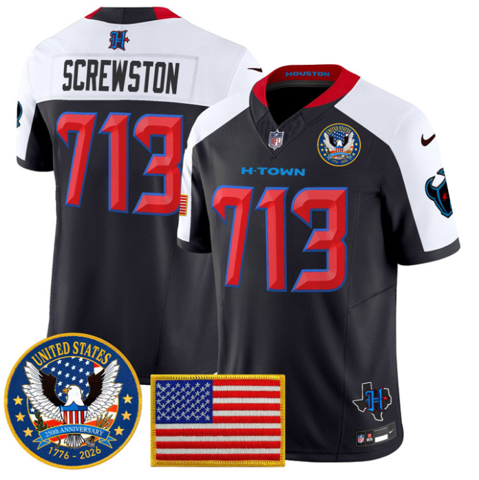 Screwston Jersey #713 United States 250th Anniversary Patch Stitched