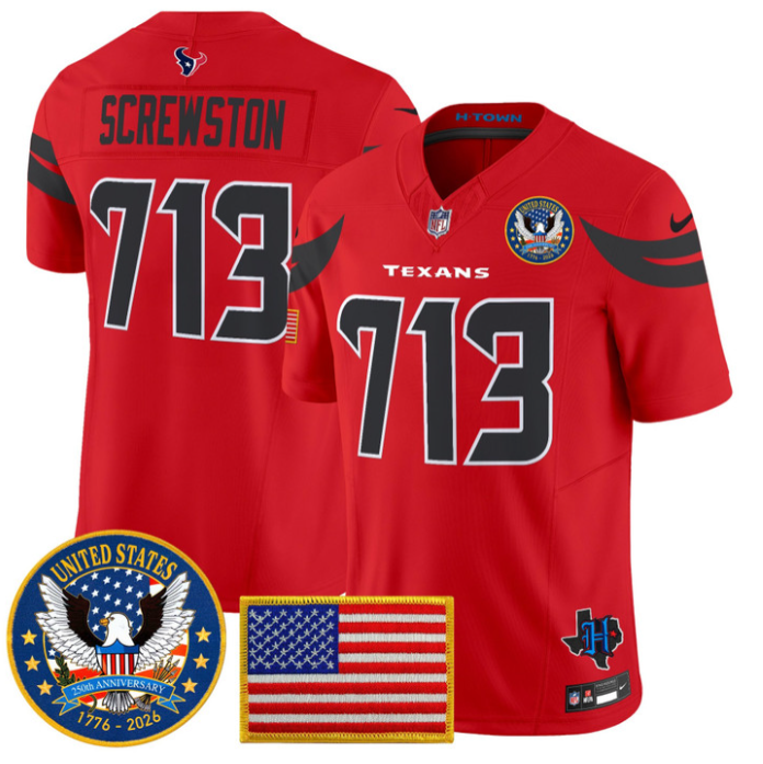 Screwston Jersey #713 United States 250th Anniversary Patch Stitched