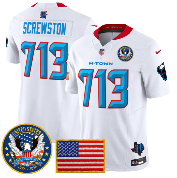 Screwston Jersey #713 United States 250th Anniversary Patch Stitched