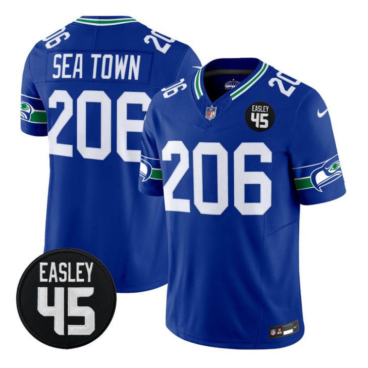 Sea Town Jersey #206 Kenny Easley Memorial Patch Limited Stitched