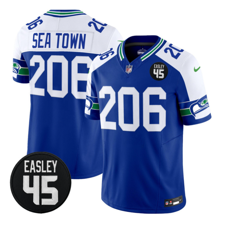 Sea Town Jersey #206 Kenny Easley Memorial Patch Limited Stitched