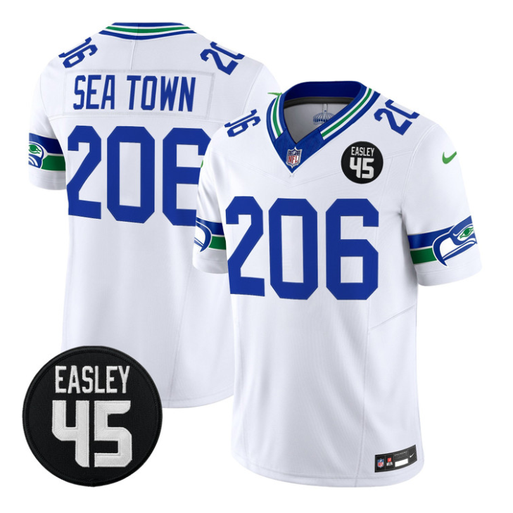 Sea Town Jersey #206 Kenny Easley Memorial Patch Limited Stitched