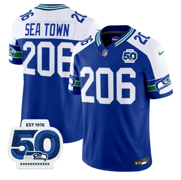 Sea Town Jersey #206 Throwback 50th Anniversary Patch Stitched
