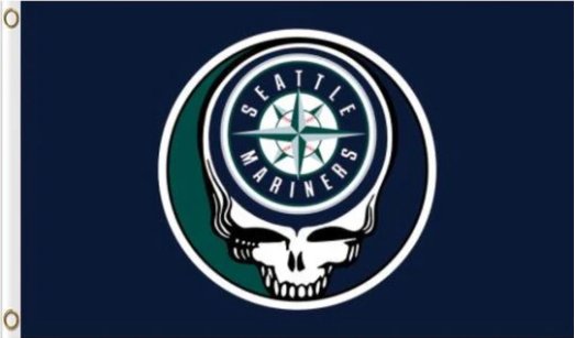 Seattle Mariners Dead Skull Flag 3X5Ft Banner USA Polyester with Brass Grommets