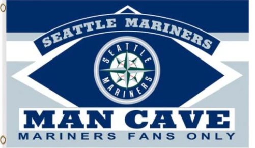 Seattle Mariners Man Cave Flag 3X5Ft Banner USA Polyester with Brass Grommets