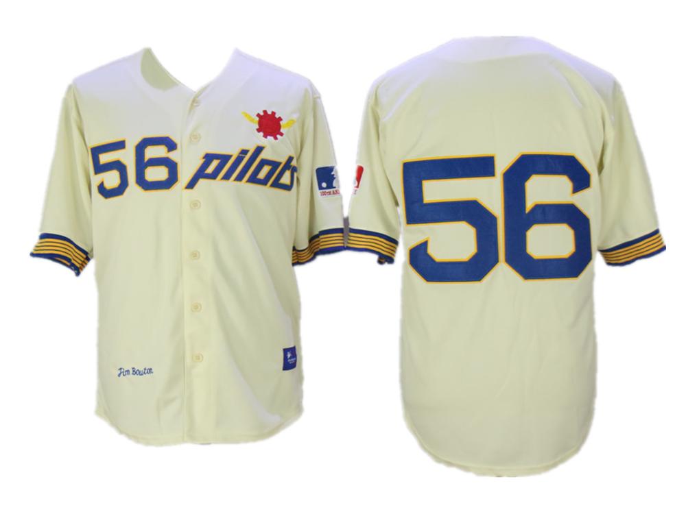 Seattle Pilots Jim Bouton Cream Throwback Jersey