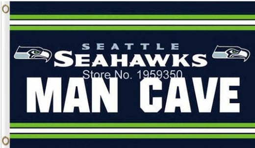 Seattle Seahawks MAN CAVE Flag 3X5 Ft Polyester Banner USA 90x150cm
