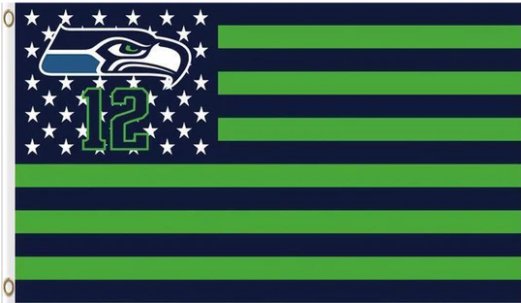 Seattle Seahawks Star and Stripes Flag 3X5 Ft Polyester Banner USA 90x150cm