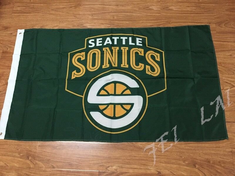Seattle Supersonics Flag 3ft x 5ft Polyester NBA Seattle Supersonics Banner