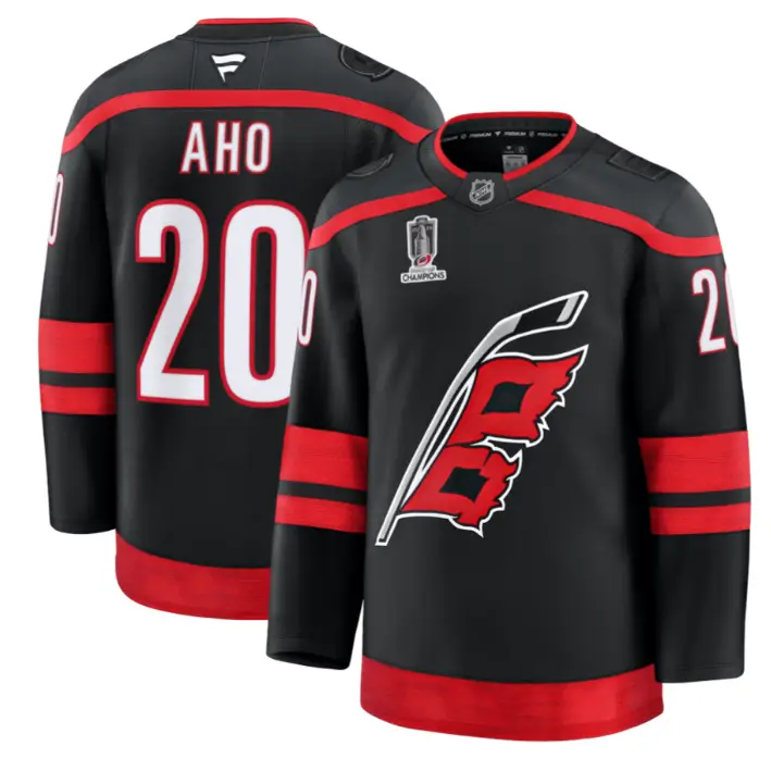 Sebastian Aho Jersey #20 Carolina Hurricanes 2026 Stanley Cup Champions Black