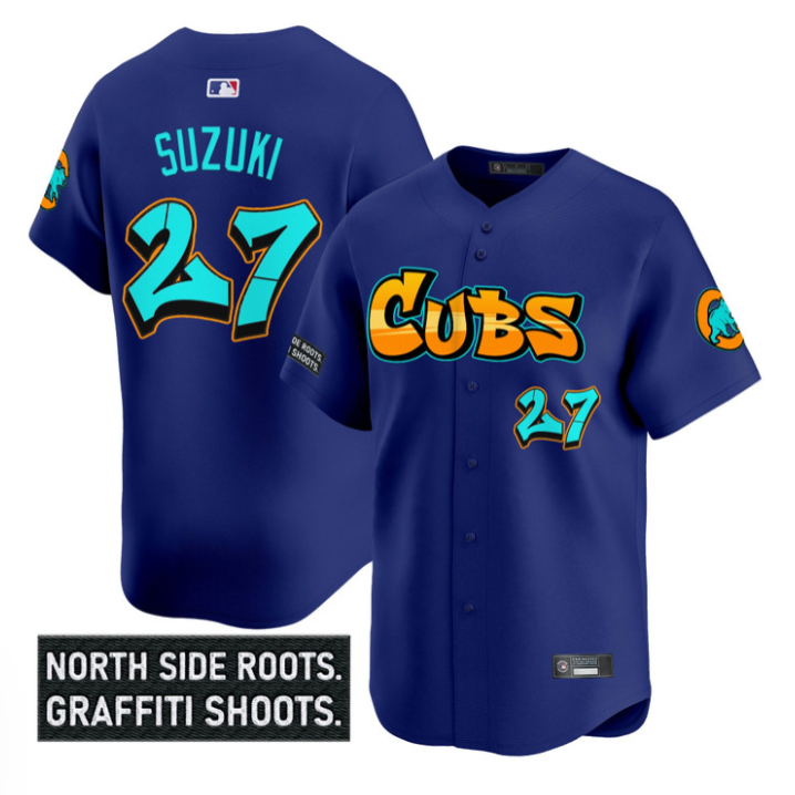 Seiya Suzuki Jersey #27 Chicago Cubs Graffiti North Side Edition Stitched Royal