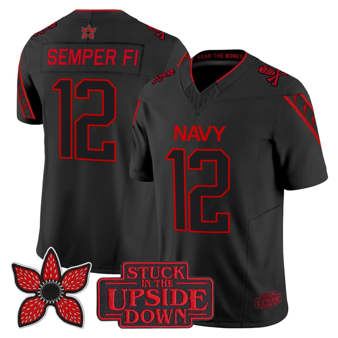 Semper Fi Jersey #12 Navy Midshipmen Stranger Things x Jolly Roger Stitched