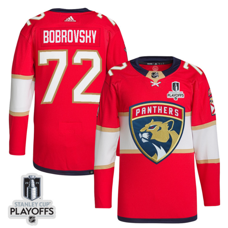 Sergei Bobrovsky 72 Florida Panthers 2024 NHL Playoffs Patch Home Jersey - Men, Red