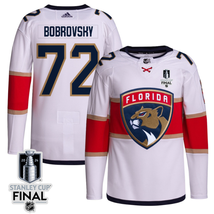Sergei Bobrovsky 72 Florida Panthers 2024 STANLEY CUP Final Away Breakaway Jersey Men, White