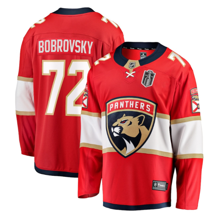 Sergei Bobrovsky 72 Florida Panthers 2025 Stanley Cup Final Home Breakaway Men Jersey Red