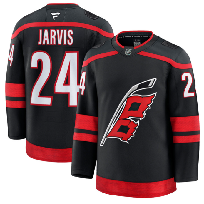 Seth Jarvis Jersey #24 Carolina Hurricanes Premium All Stitched Black