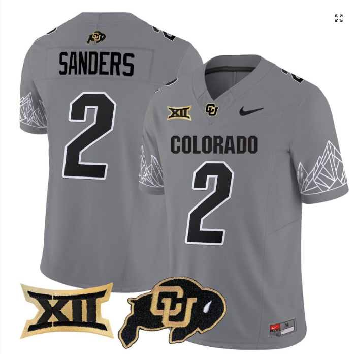Shadeur Sanders Jersey #2 Colorado Buffaloes Football Gray Home