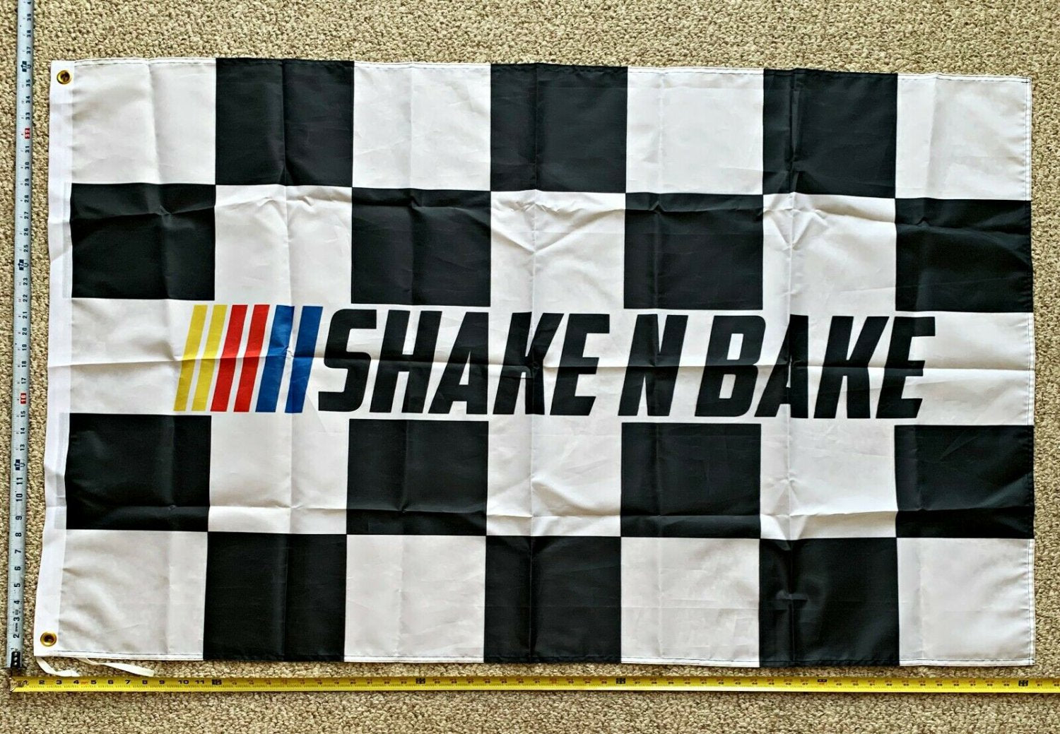 Shake N Bake Flag Outlaws Nascar Racing Checkered Poster Sign 3x5ft
