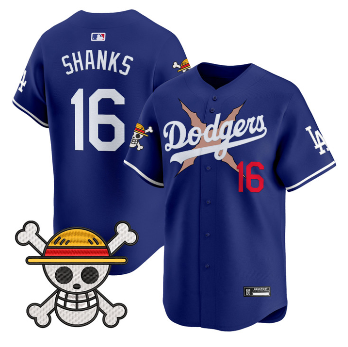 Shanks Jersey #16 Los Angeles Dodgers One Piece 2025 Vapor Stitched Royal