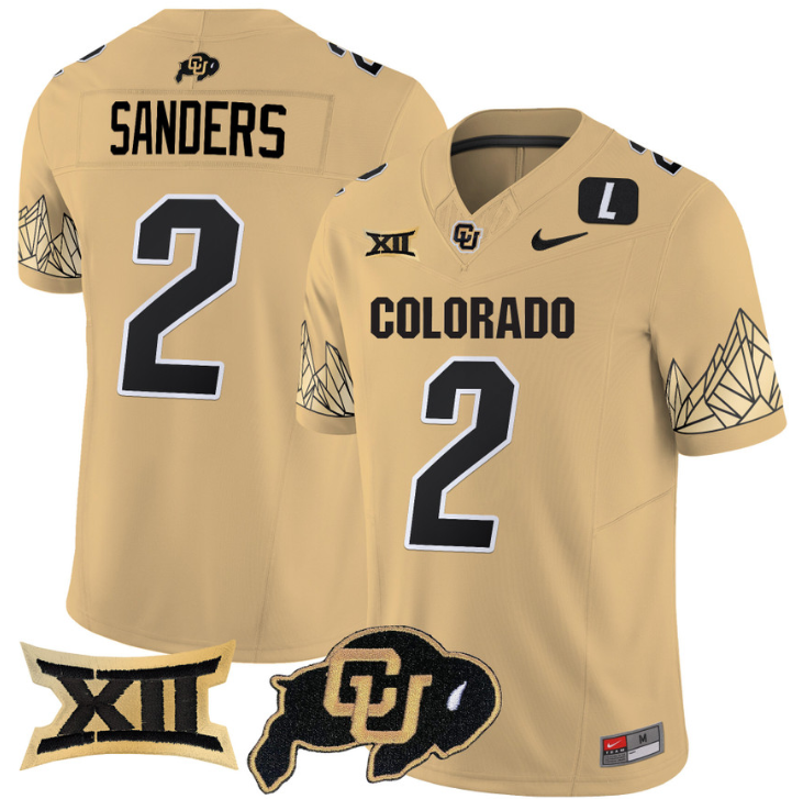 Shedeur Sanders Jersey #2 Colorado Buffaloes Vapor Limited Football Gold