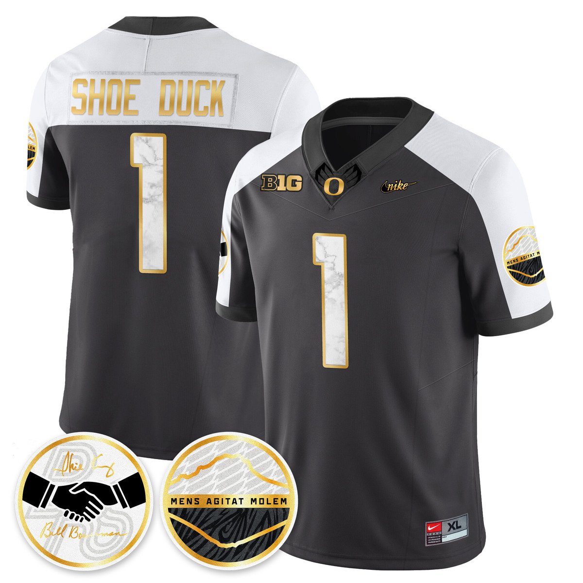 Shoe Duck Jersey #1 Oregon Ducks 2025 Shoe Duck Stitched Black Alter