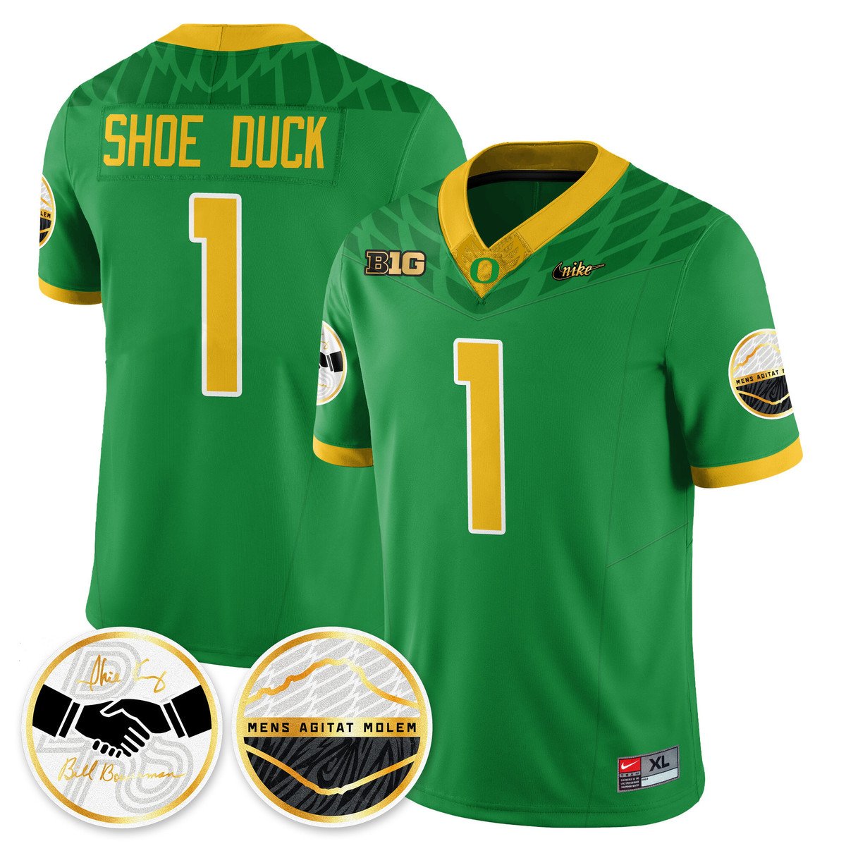 Shoe Duck Jersey #1 Oregon Ducks 2025 Shoe Duck Stitched Green