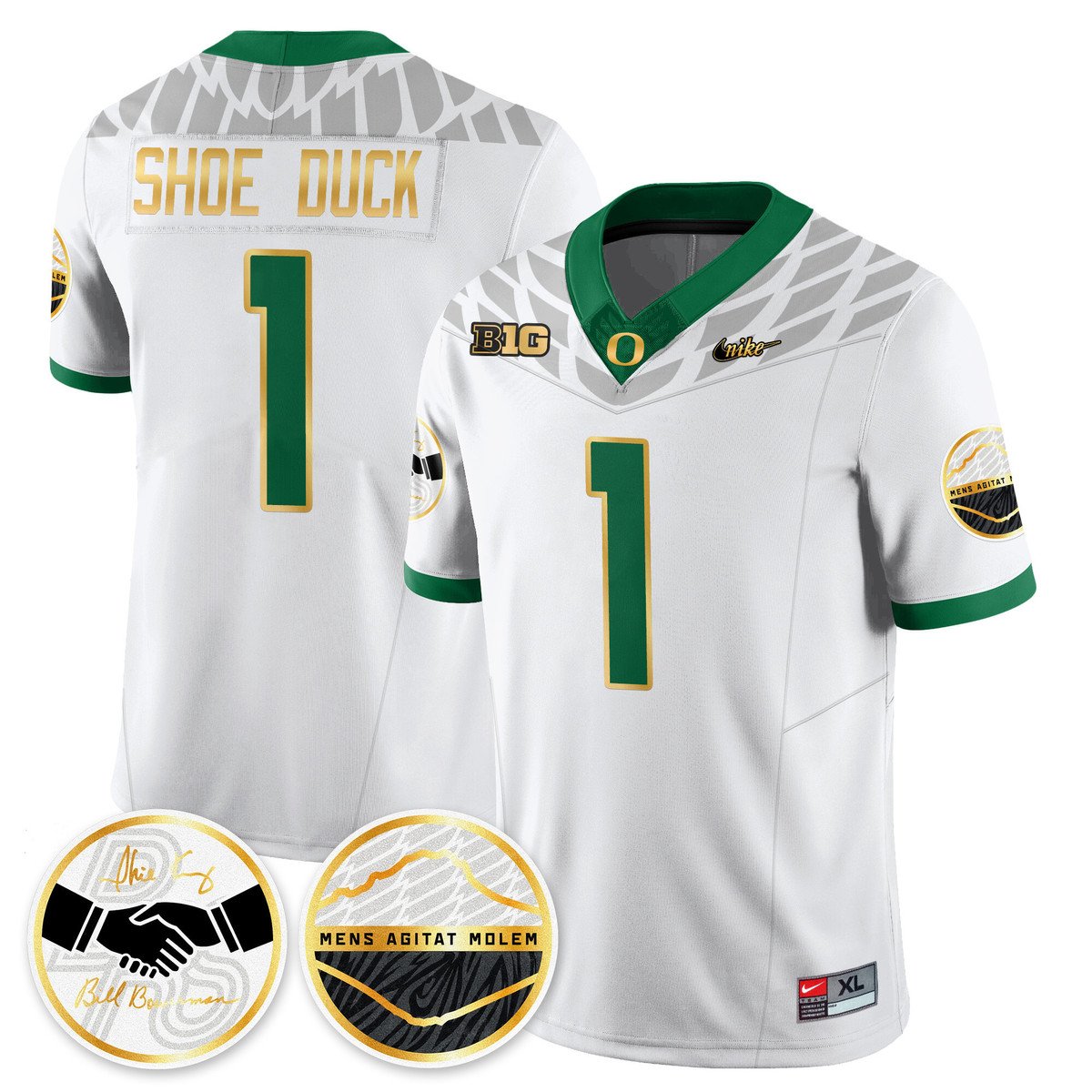 Shoe Duck Jersey #1 Oregon Ducks 2025 Shoe Duck Stitched White