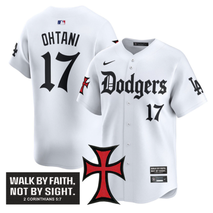 Shohei Ohtani Jersey #17 Dodgers Faith Glory Edition Vapor Premier Limited Stitched White