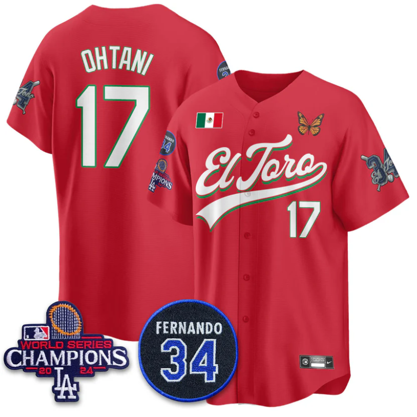 Shohei Ohtani Jersey #17 Dodgers Mexican El Toro For 34 Stitched Red