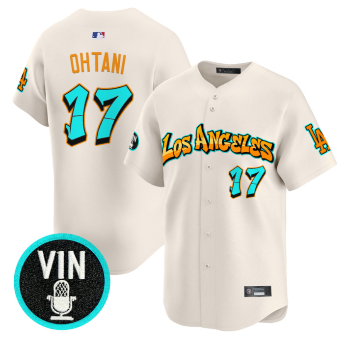 Shohei Ohtani Jersey #17 Los Angeles Dodgers Graffiti Street Style Edition Cream