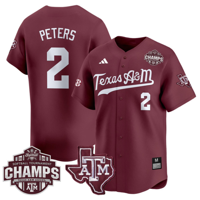 Sidne Peters Jersey #2 Texas A&M Aggies 2025 SEC Champions Patch Limited Stitched Maroon