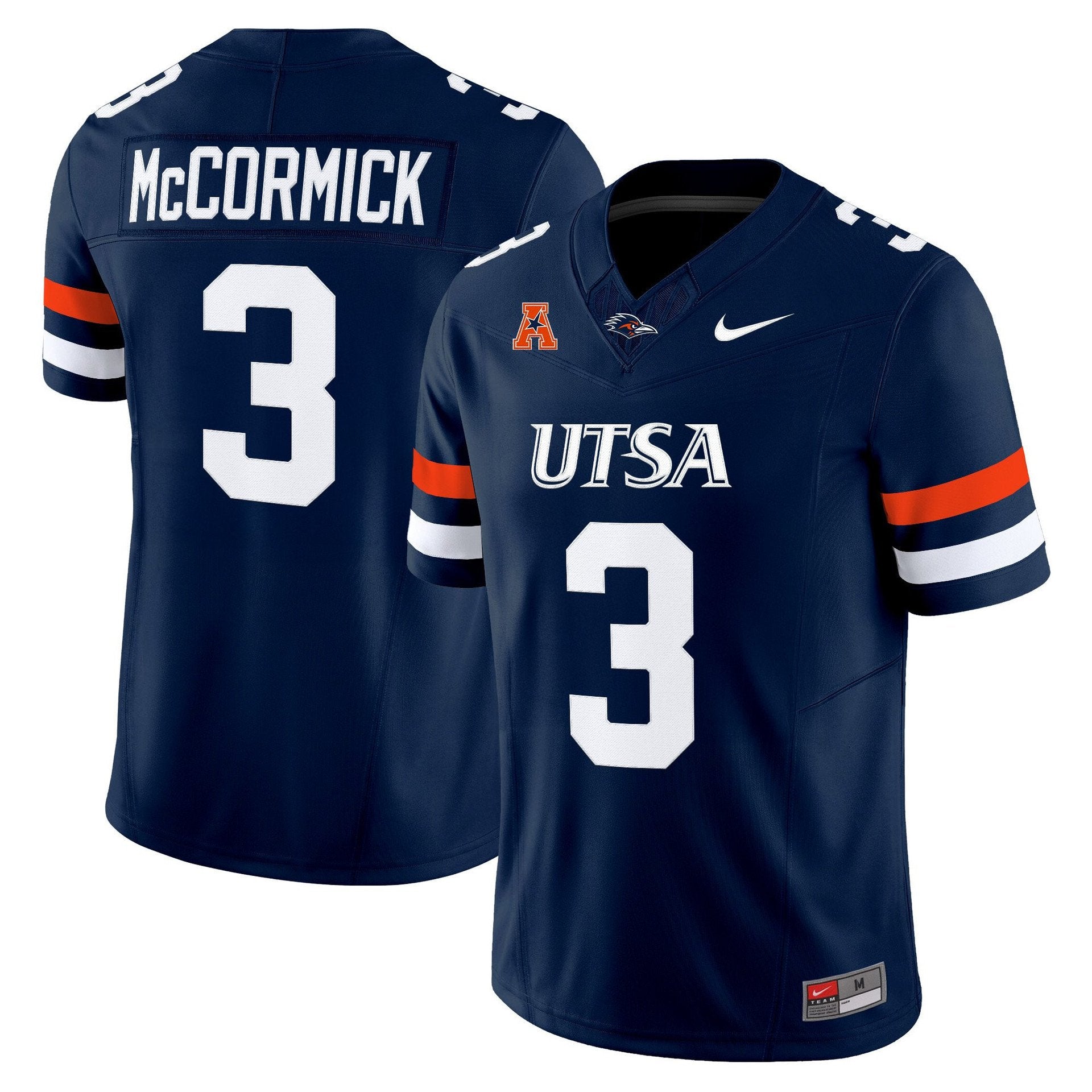 Sincere McCormick Jersey #3 UTSA Roadrunners 2025 Vapor Limited Stitched Navy