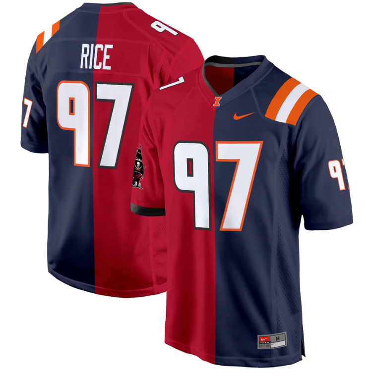 Simeon Rice Jersey #97 Illinois Fighting Illini Split Football Game Stitched