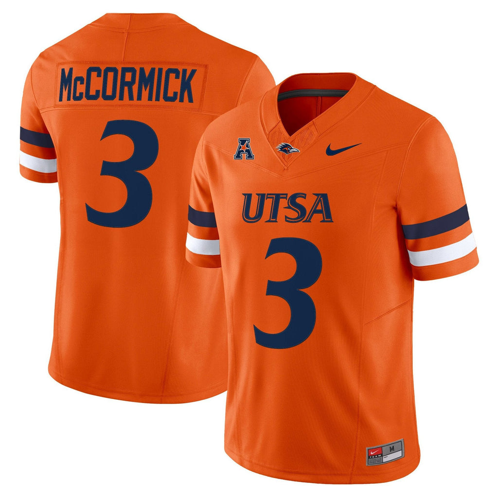 Sincere McCormick Jersey #3 UTSA Roadrunners 2025 Vapor Limited Stitched Orange