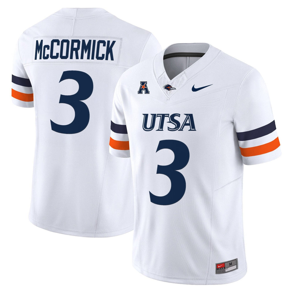 Sincere McCormick Jersey #3 UTSA Roadrunners 2025 Vapor Limited Stitched White