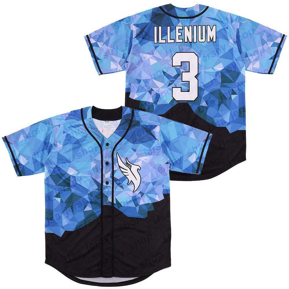 Singer Illenium #3 Baseball Jerseys Diamond Fashion Jerseys Hip Hop